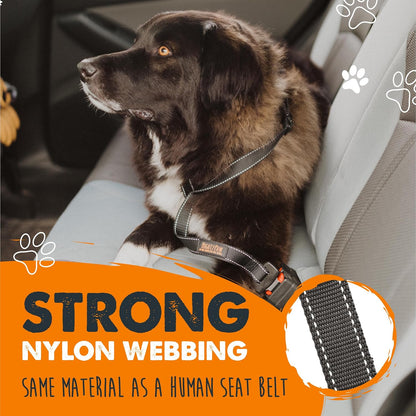 Dog Car Seat Belt | Universal Pet Safety Belt, Created with Human Seatbelt Material. All-Metal Hardware with Adjustable Length Strap. Exceeds Safety Standards. Keep Your Dog Secure (Black)
