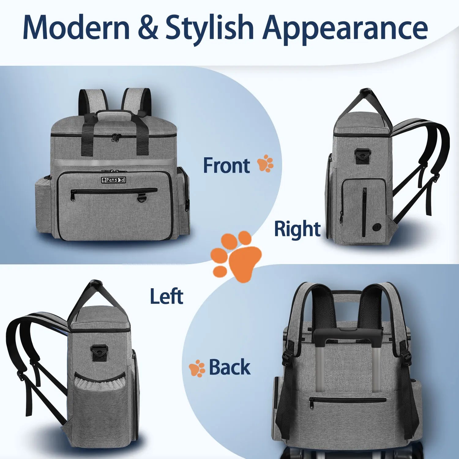 Outdoor Dog Organizer Bag with Bowl Set Traveling Storage Bag Large Multi-Function Pockets Pet Food Container Backpack