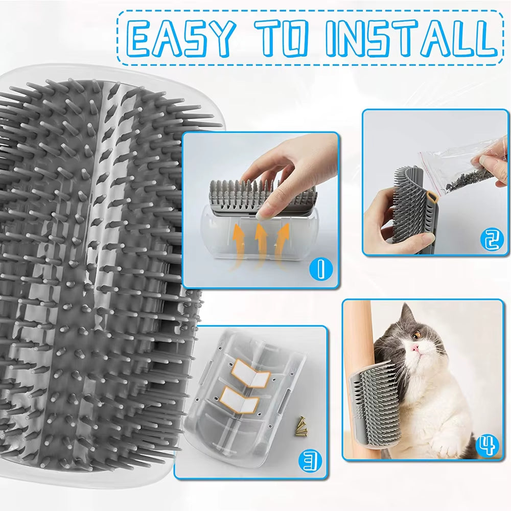 4X Cat Self Groomer Brush Wall Corner Grooming Brush Massage Hair Comb Scratcher
