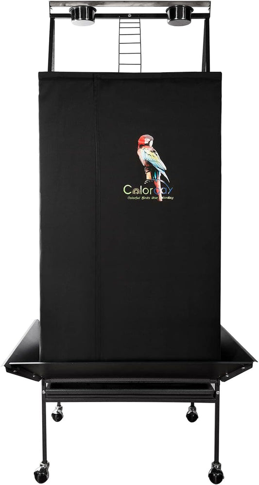 Good Night Bird Cage Cover for Large Bird Cage with Play Top,Black 68"